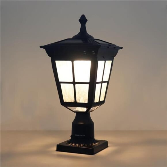 LED Cast Aluminum Solar Post Light Fixture 3-Inch Fitter Base Outdoor Garden - Picture 2 of 8